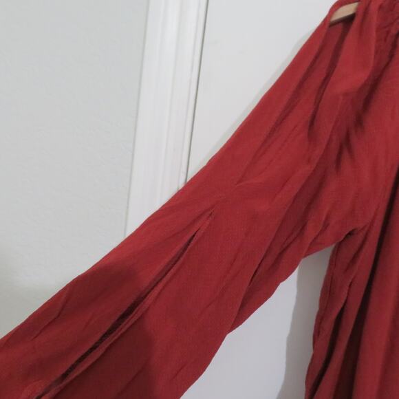 Sanctuary Womens Sz L Rusty Red Open Long Sleeve Flowy Blouse Off Shoulder - Picture 5 of 6